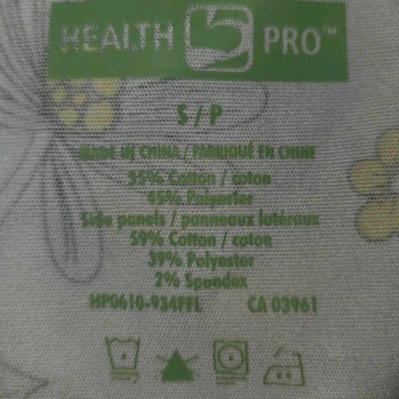 Health Pro Uniform Scrub Top Women's Size Small White Yellow Flowers Medical - Picture 2 of 6